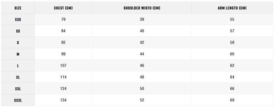 Zhik Fleece Updated 0 Size Chart